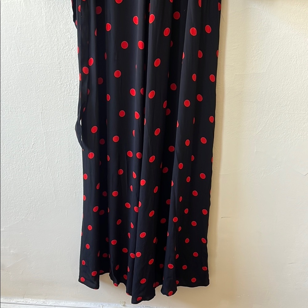 Ganni Black and Red Cowl Neck Wrap Dress - Picture 7 of 8